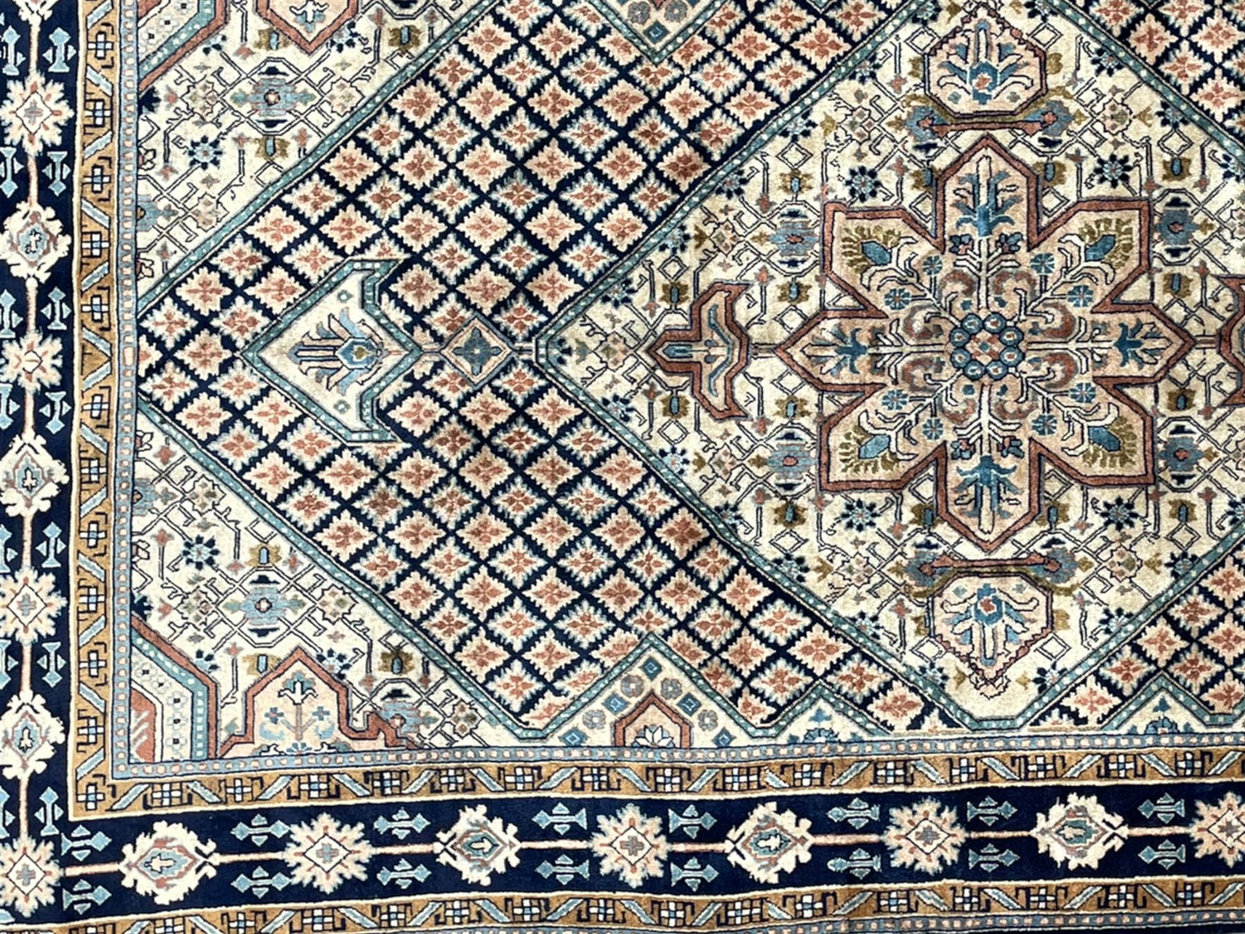Persian Hamadan blue and sage green ground rug - Image 4 of 11