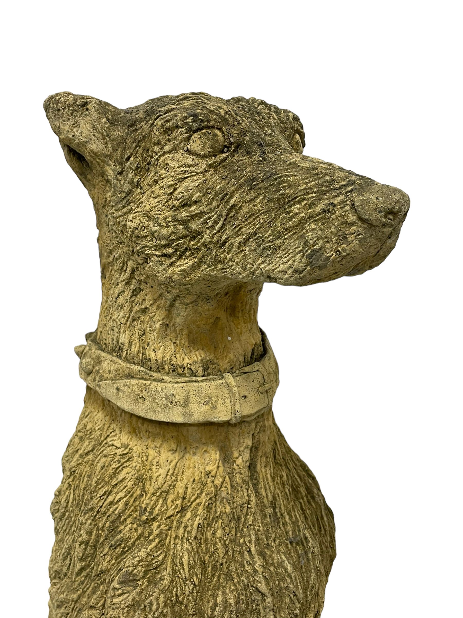 Pair of composite stone garden ornaments in the form of seated lurchers - Image 5 of 8