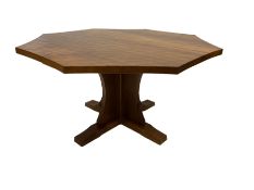 Mouseman - adzed oak octagonal concave dining table