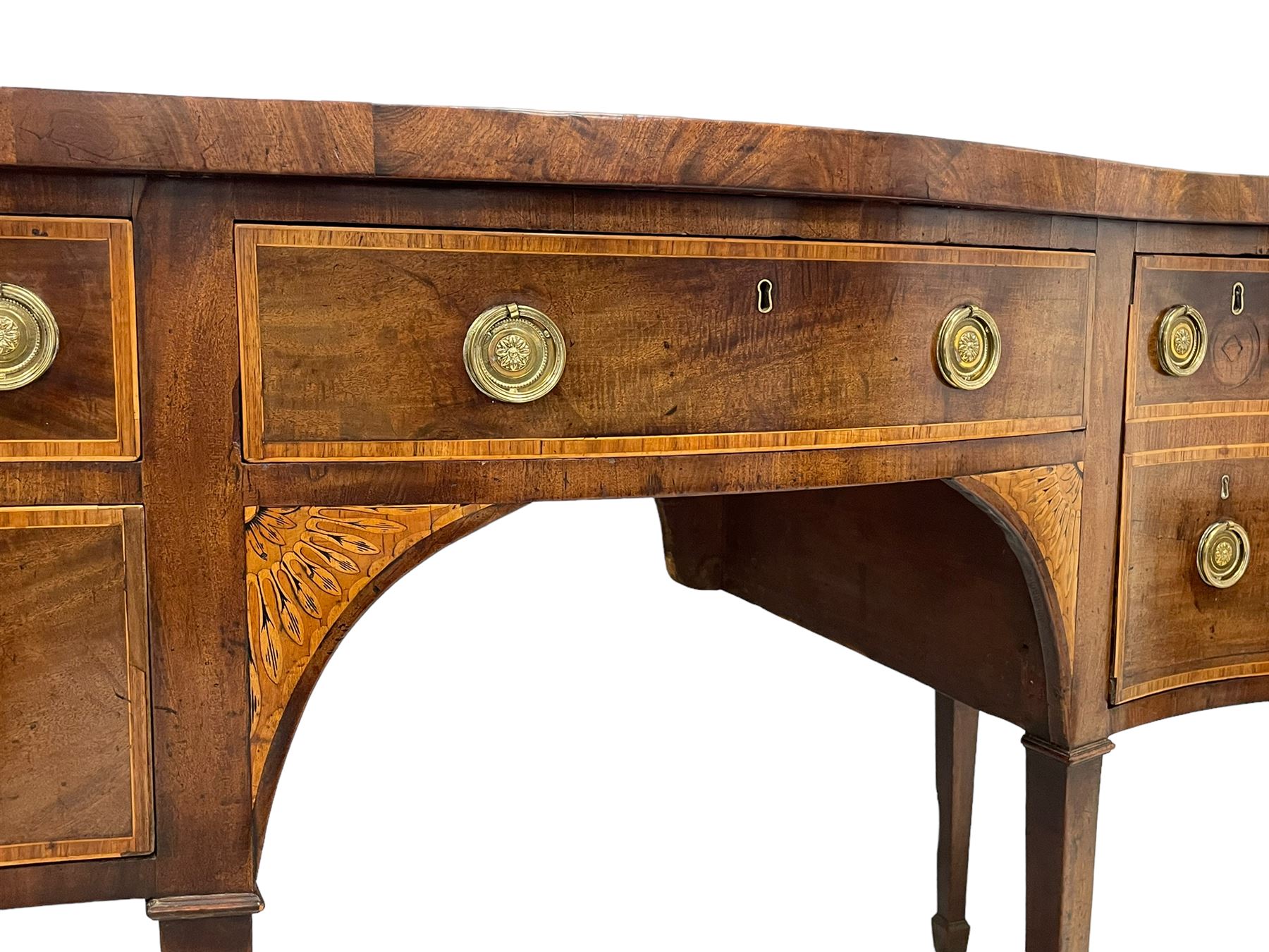 George III inlaid mahogany serpentine sideboard - Image 2 of 7