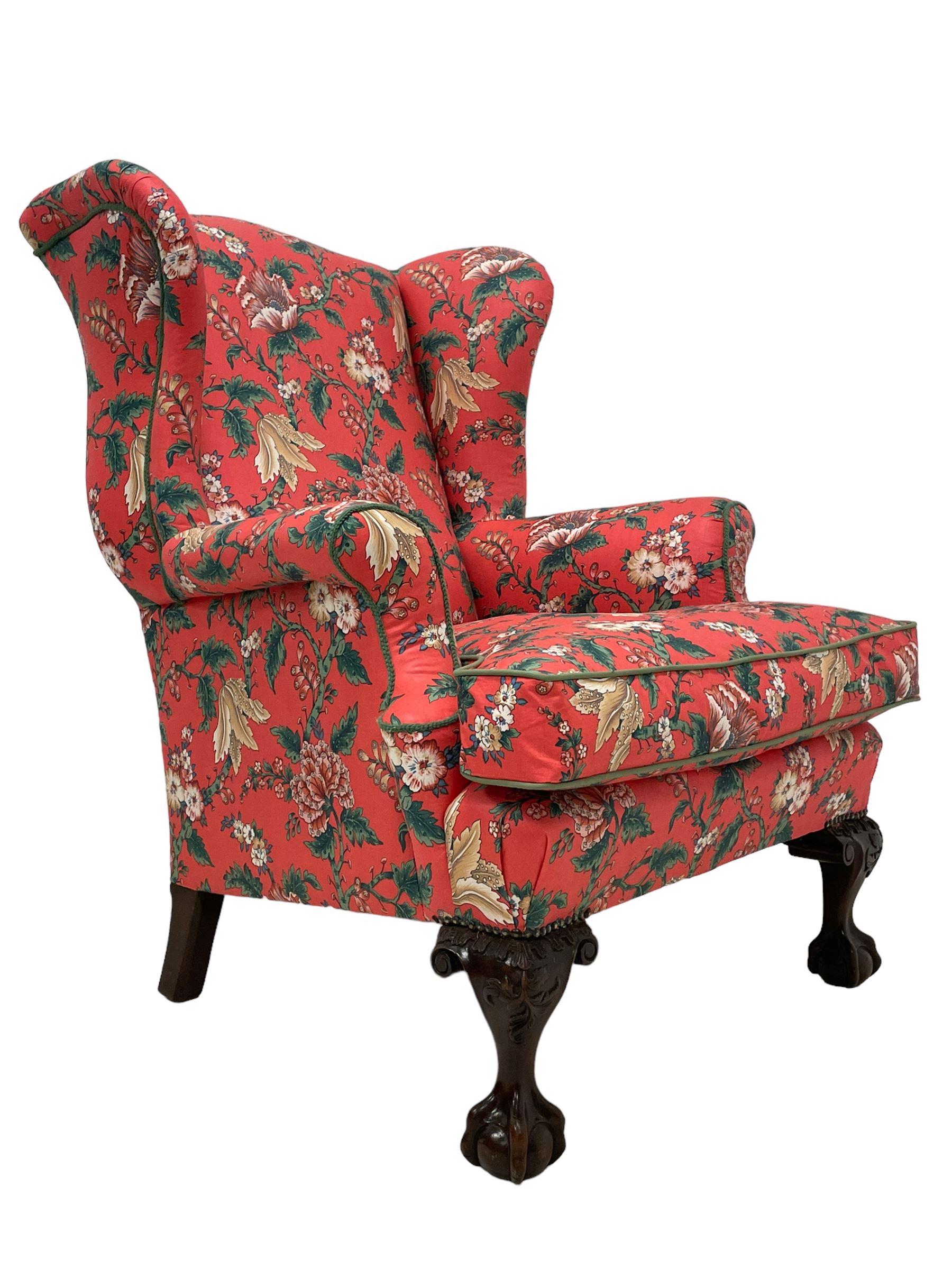 Late 19th to early 20th century wingback armchair - Image 9 of 9