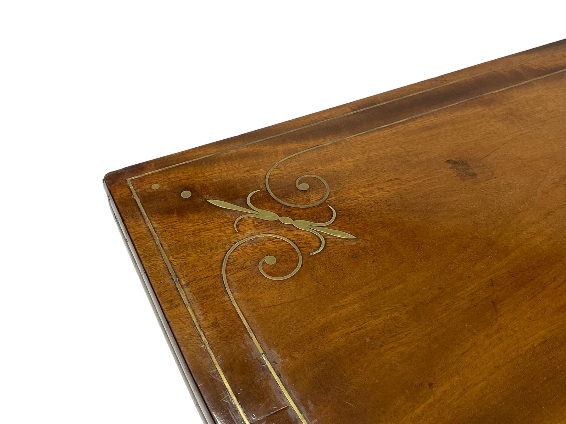 Pair Regency mahogany and brass inlaid card tables - Image 3 of 21