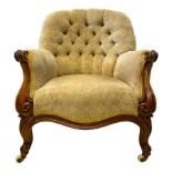 19th century walnut framed armchair