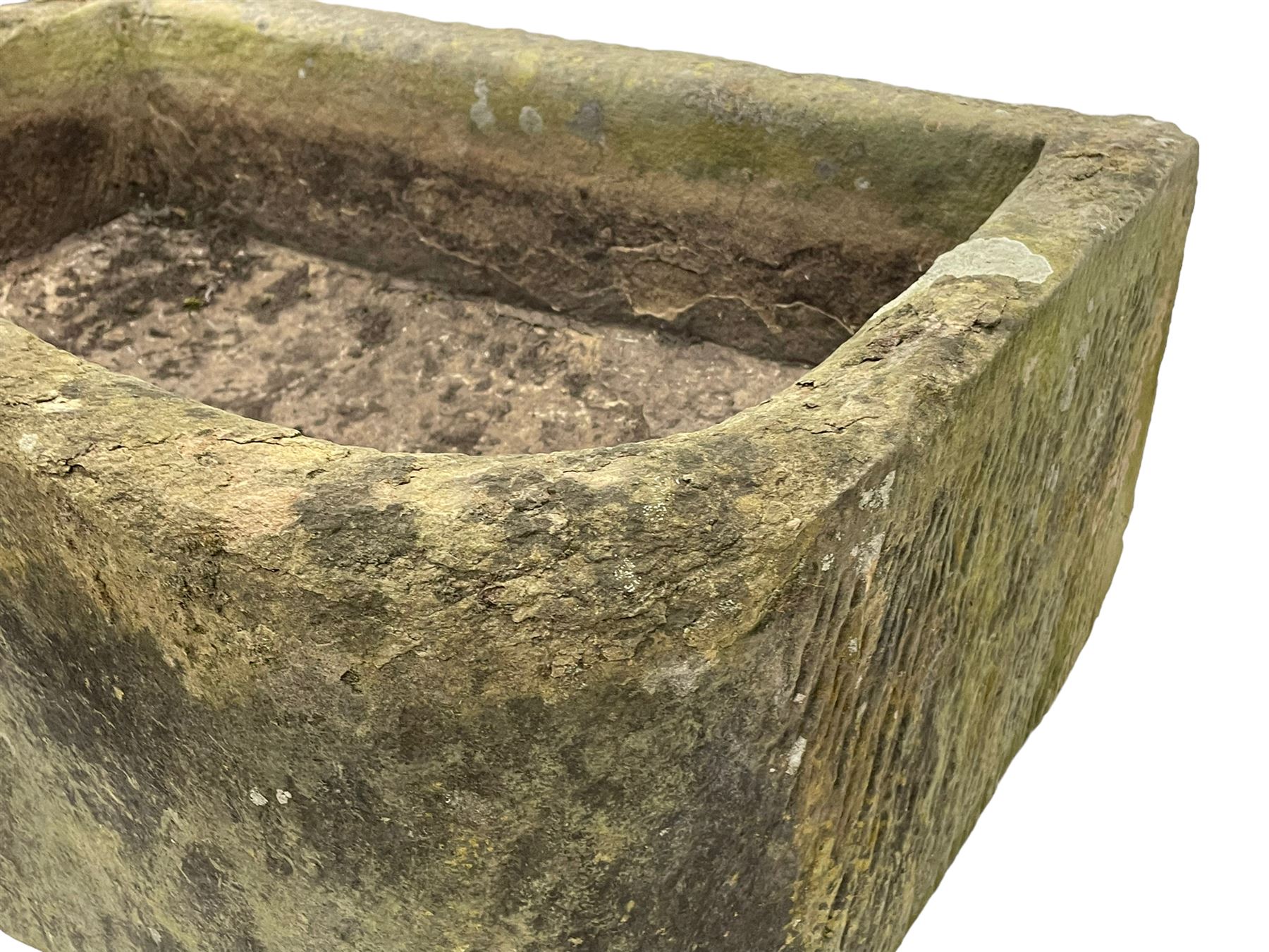 Large weathered sandstone D-shaped trough - Image 3 of 7