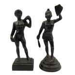 Two 19th century Grand Tour bronze figures modelled as David after Michelangelo and a Gladiator