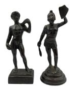 Two 19th century Grand Tour bronze figures modelled as David after Michelangelo and a Gladiator