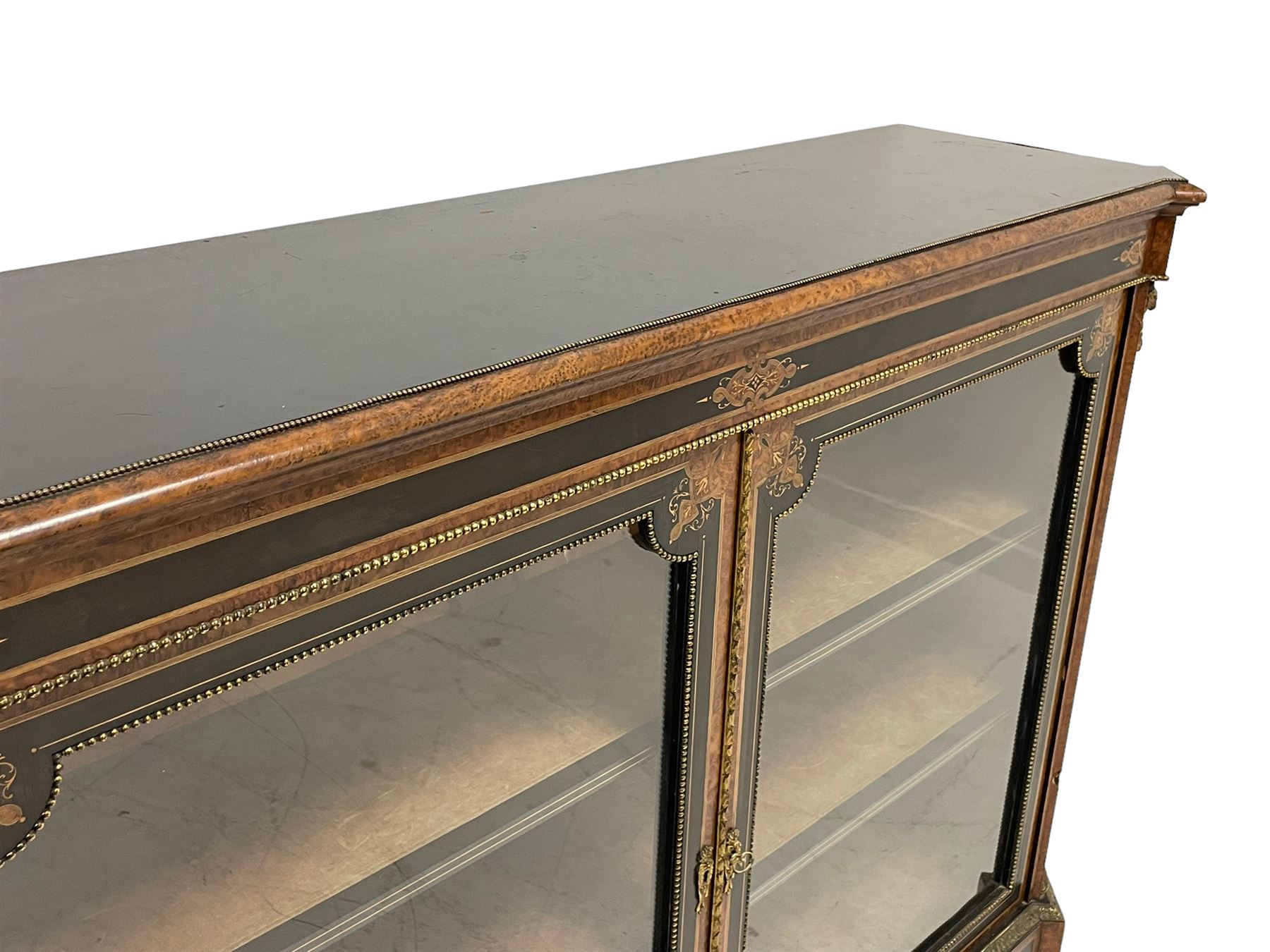 Victorian ebonised and amboyna wood credenza pier cabinet - Image 10 of 26