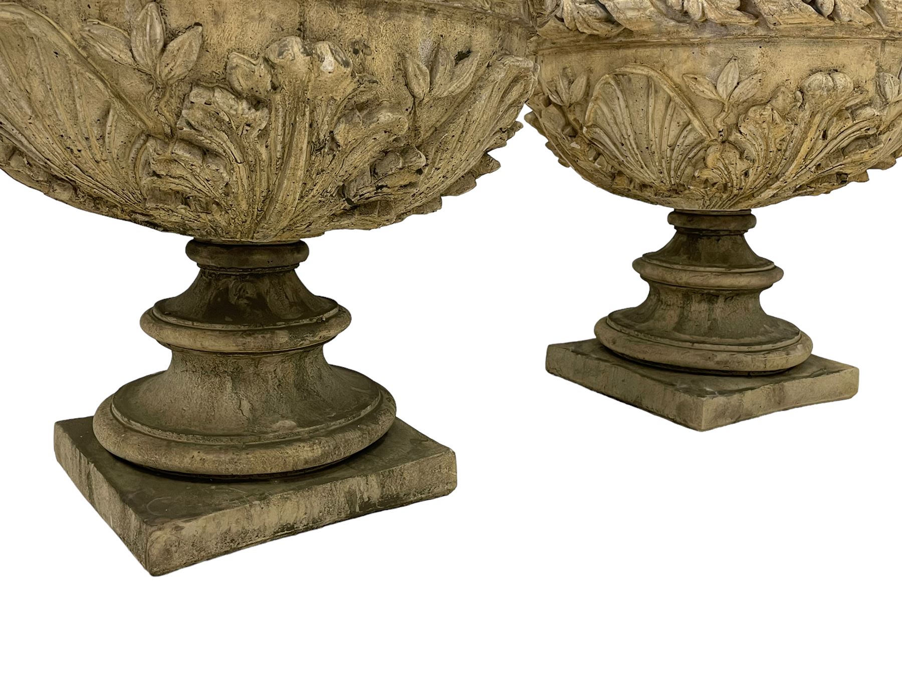 Pair of composite stone garden urn planters - Image 4 of 9