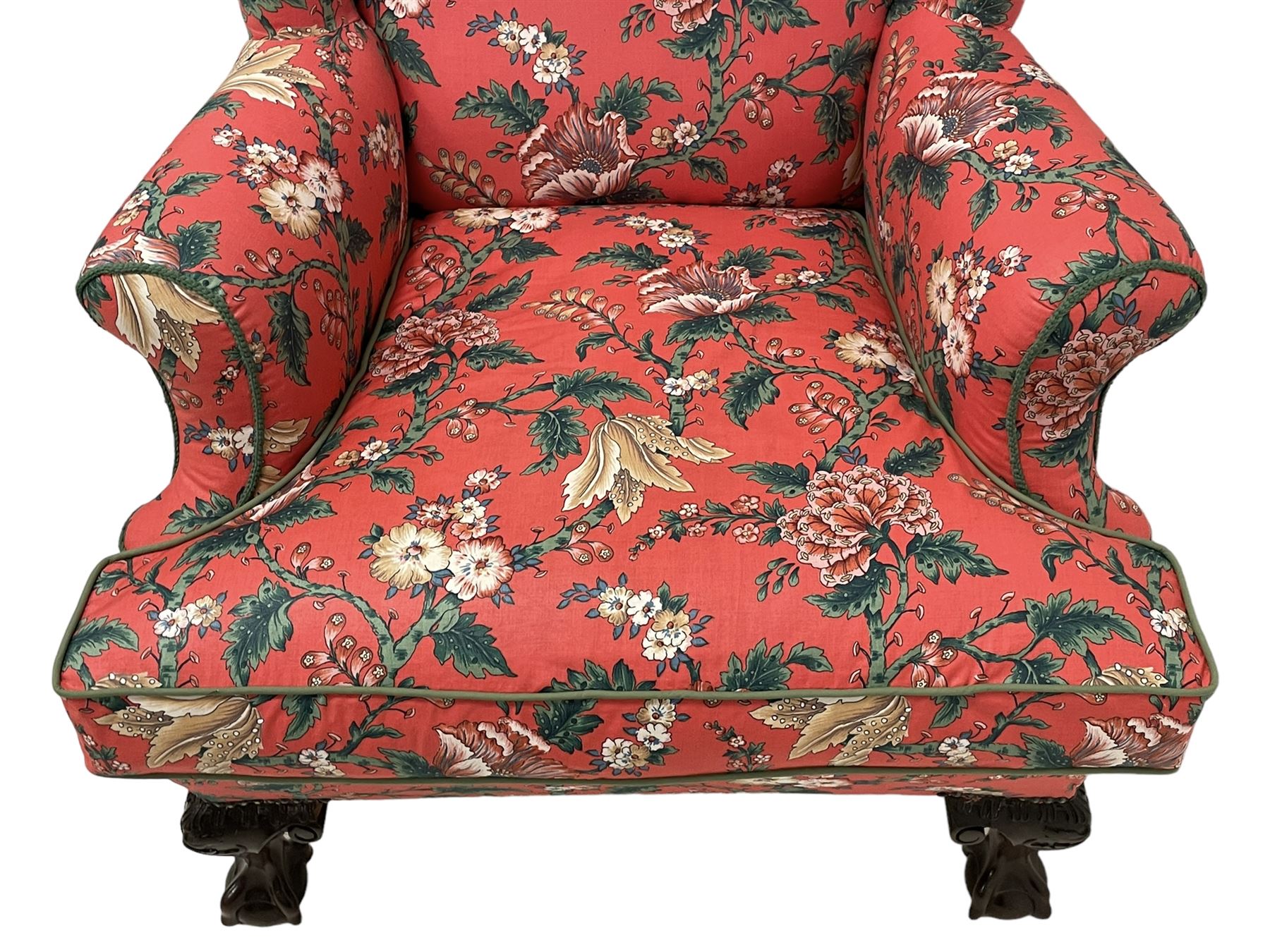 Late 19th to early 20th century wingback armchair - Image 6 of 9