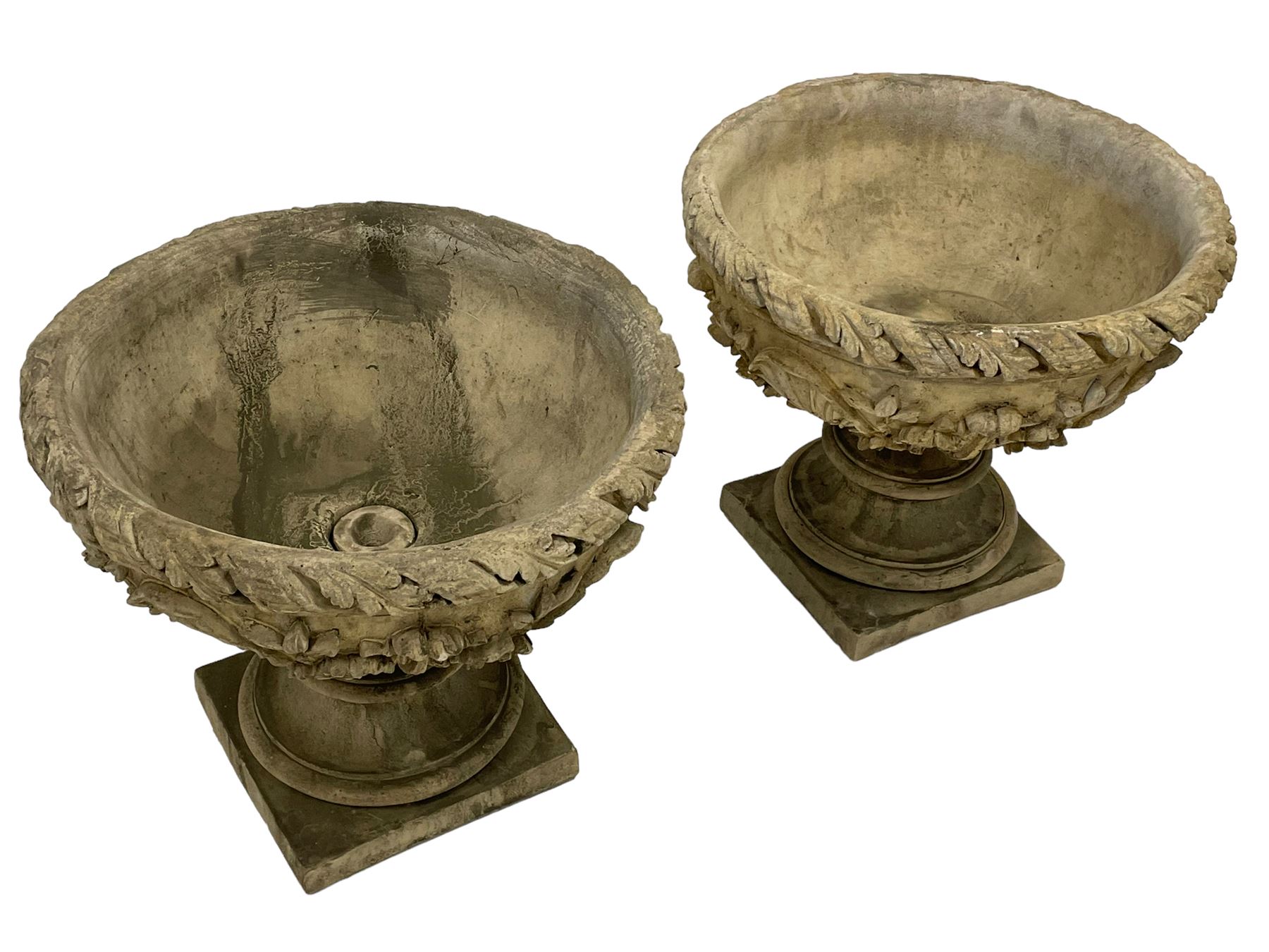 Pair of composite stone garden urn planters - Image 7 of 9