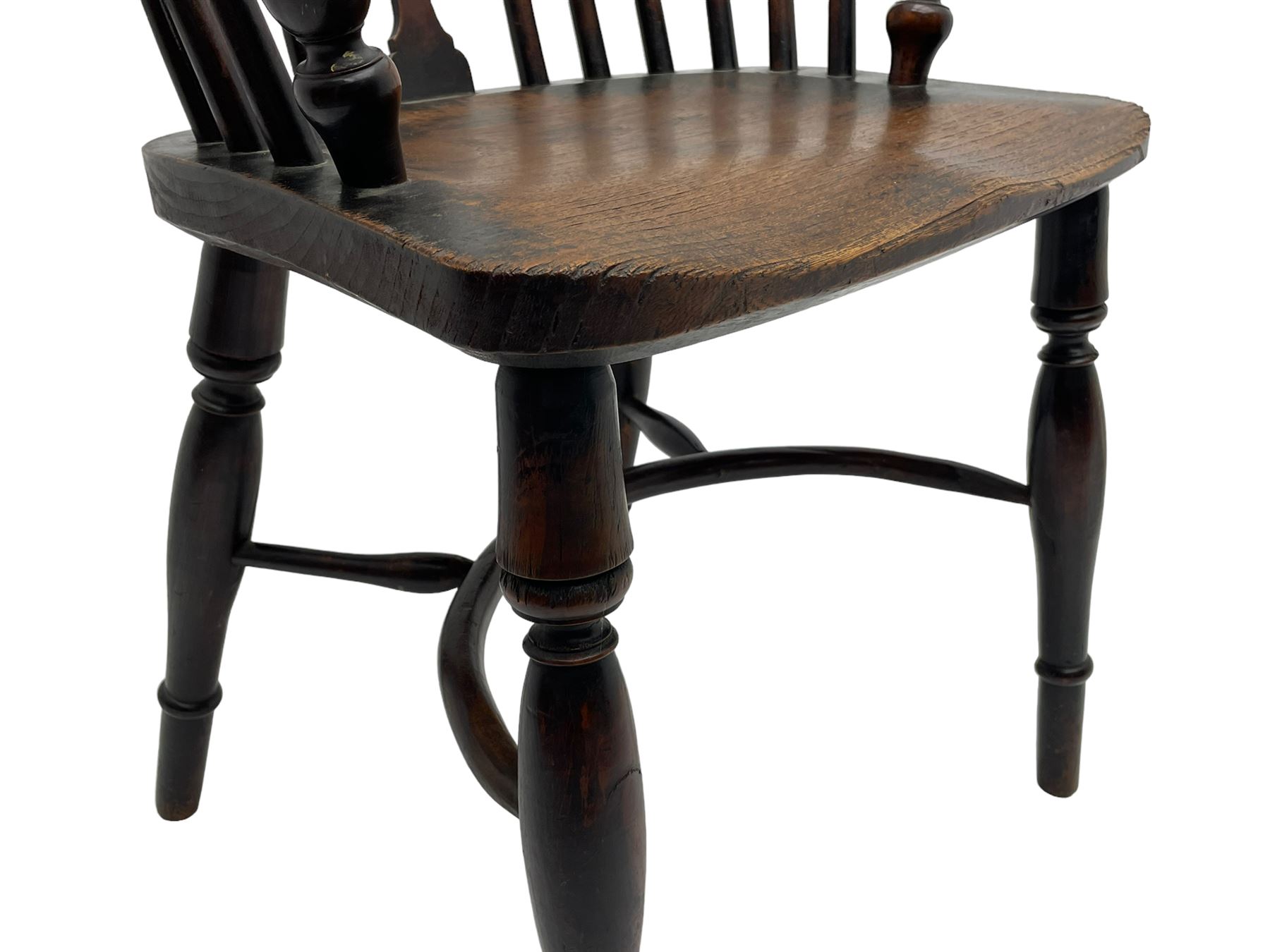 19th century yew wood and elm Windsor chair - Image 6 of 9