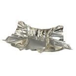 Novelty silver dish by Rebecca Joselyn modelled as a crumpled crisp packet 22cm x 17cm