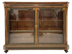 Victorian ebonised and amboyna wood credenza pier cabinet