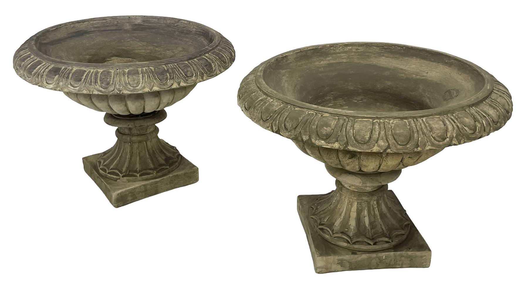 Pair of composite stone classical urn planters