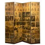 18th century decoupage four panel folding screen