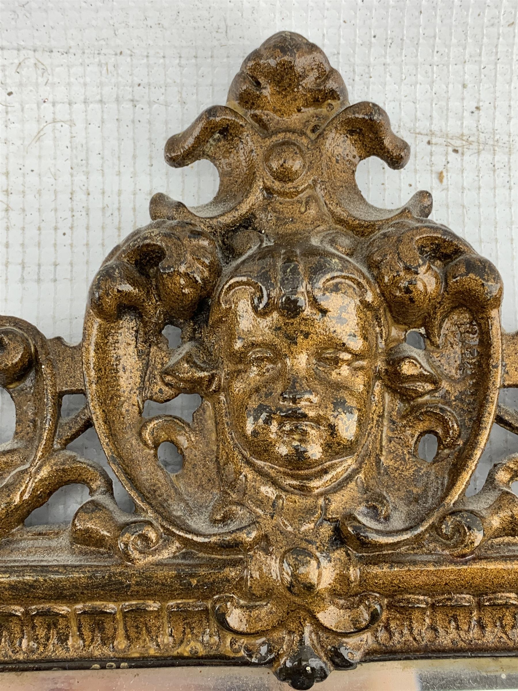 Pair of Victorian patinated cast iron wall mirrors - Image 5 of 7