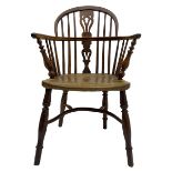 19th century yew wood and elm Windsor armchair