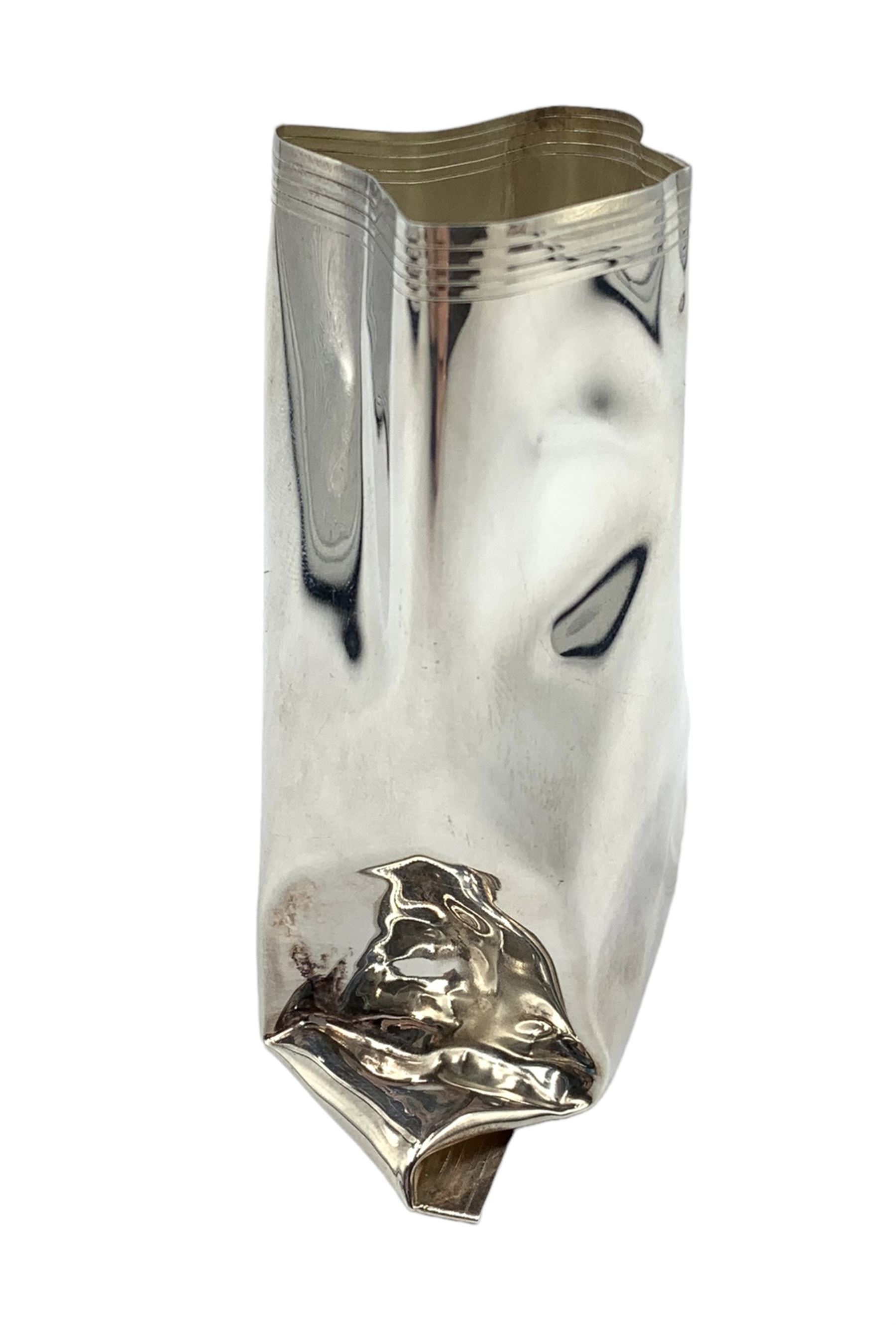 Novelty silver vase by Rebecca Joselyn modelled as a crumpled bag H8cm - Image 3 of 6