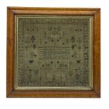 Victorian needlework sampler Elizabeth Chaplin Aged 9 Years