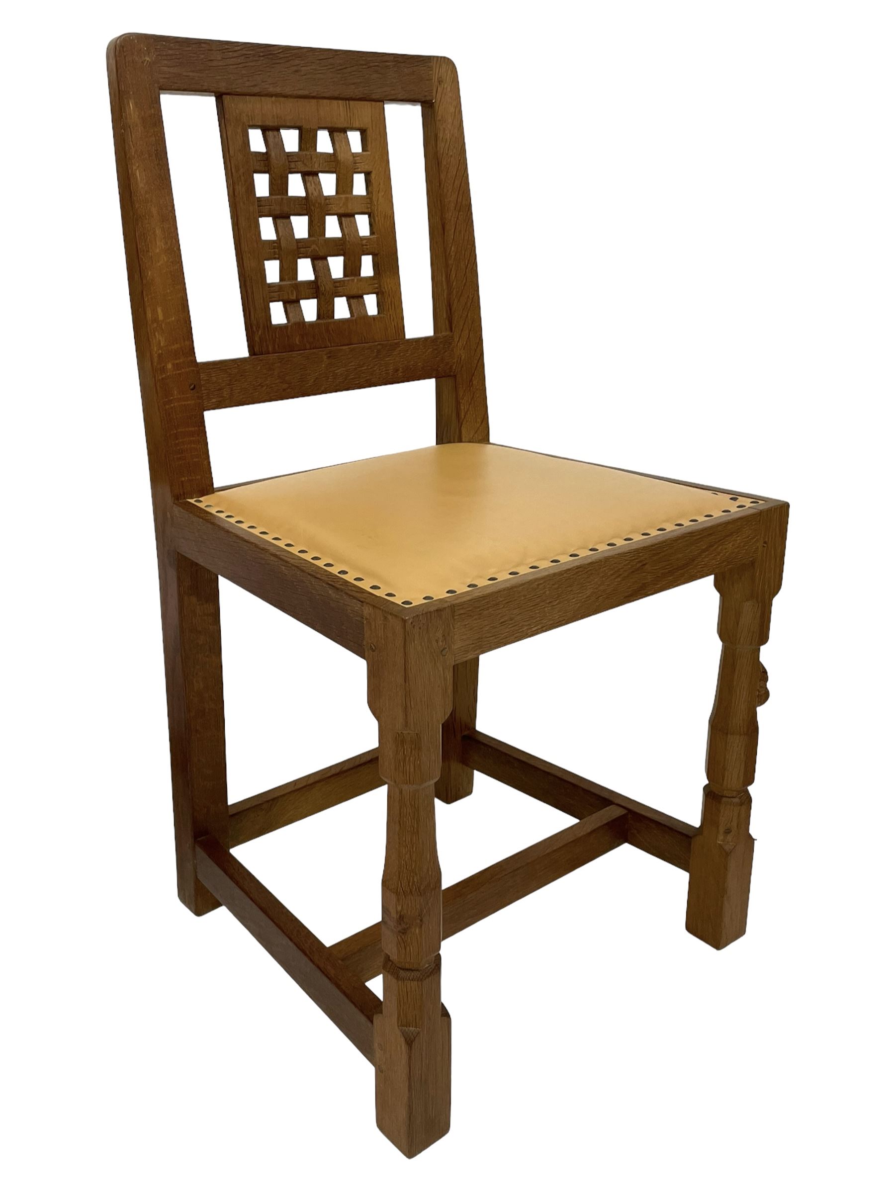 Mouseman - set four oak dining chairs - Image 4 of 7