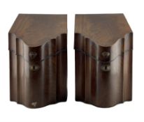 Pair of George III mahogany inlaid knife boxes