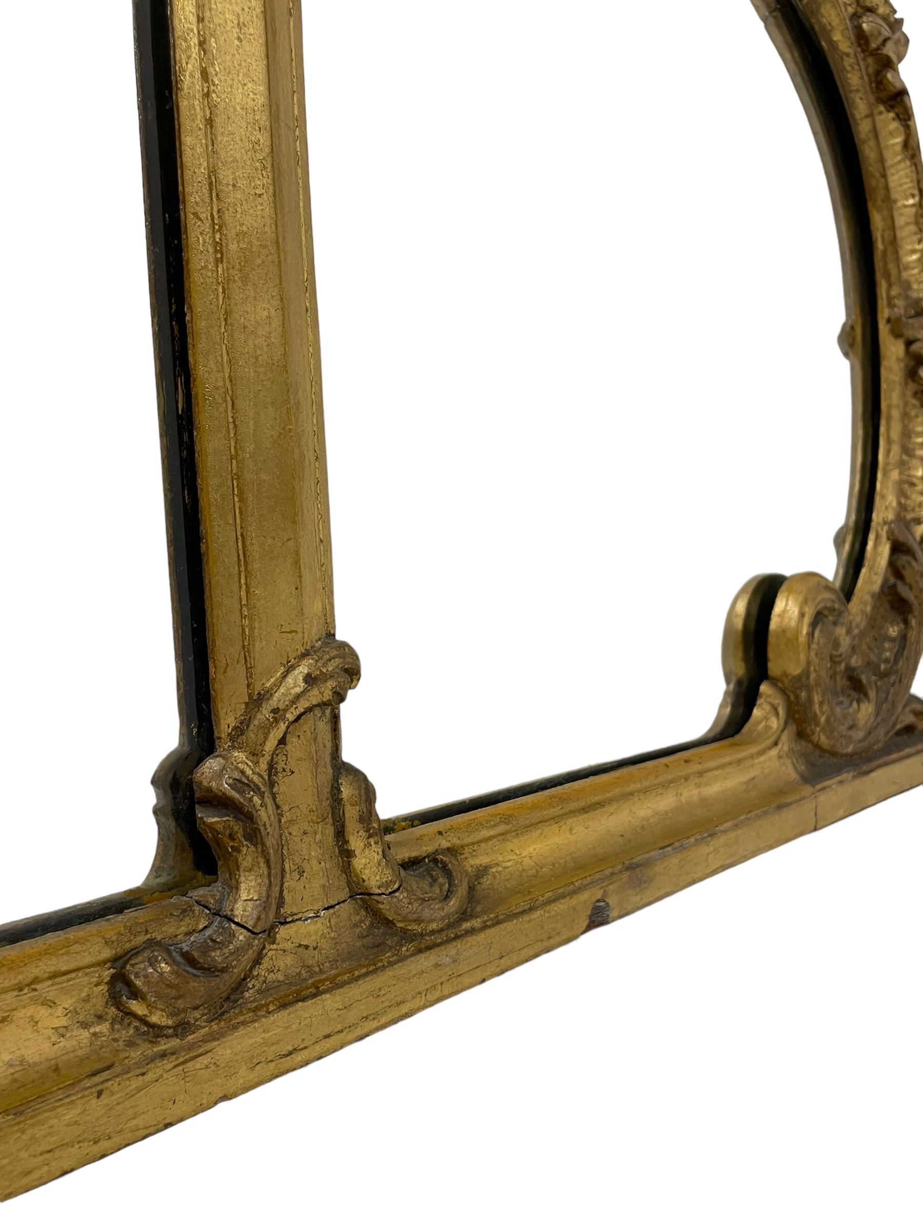 19th century giltwood and gesso overmantel mirror - Image 2 of 8