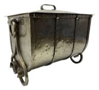 Arts & Crafts steel coal bin and cover