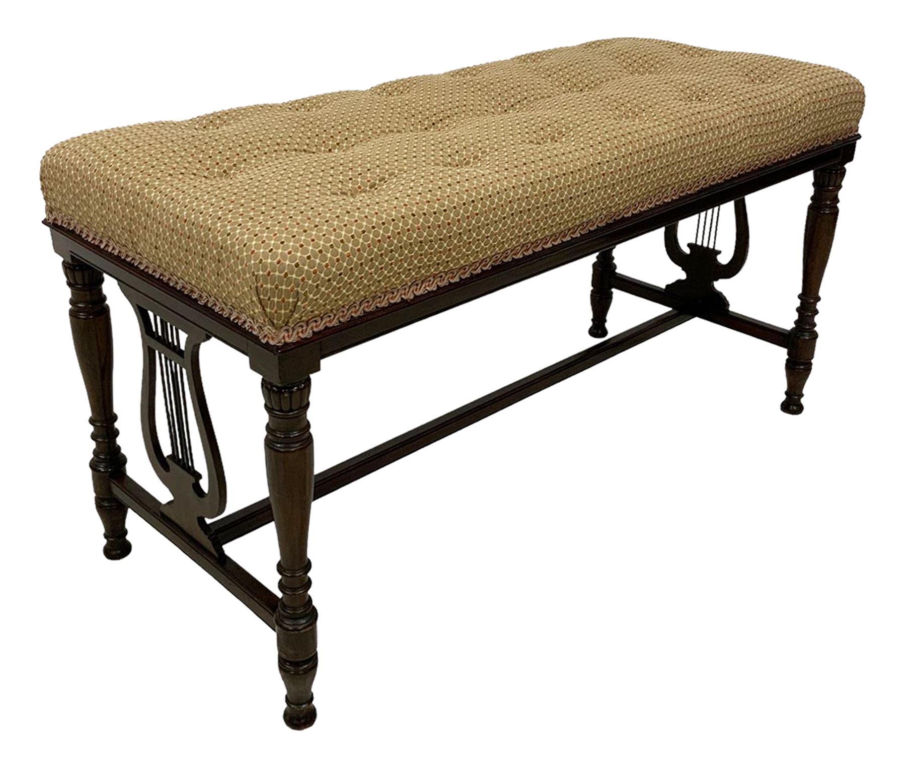 Regency design walnut piano duet stool