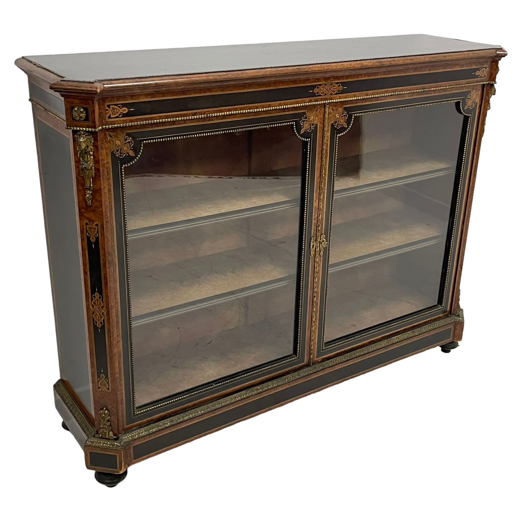 Victorian ebonised and amboyna wood credenza pier cabinet - Image 25 of 26