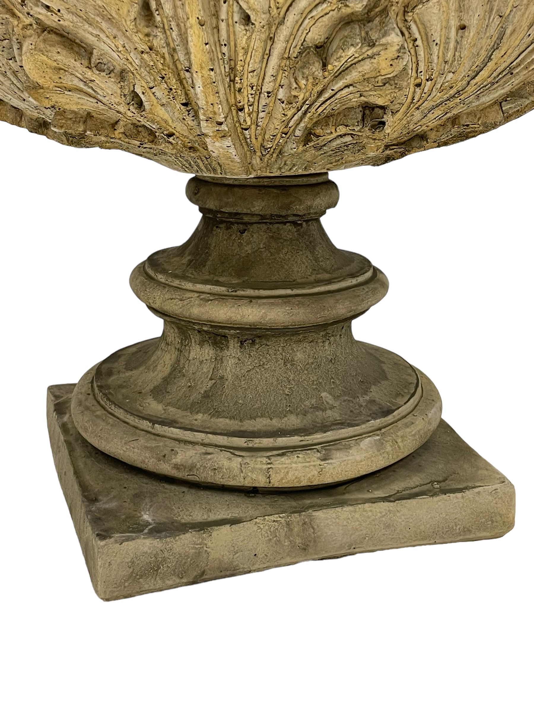 Pair of composite stone garden urn planters - Image 6 of 9