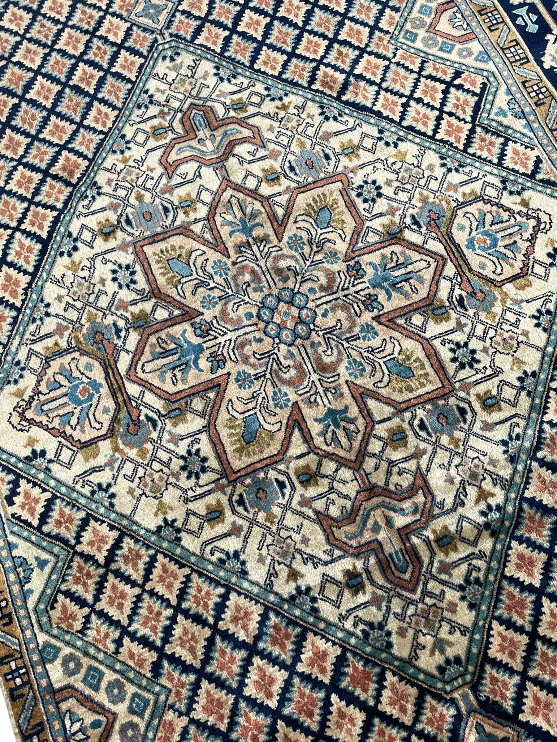 Persian Hamadan blue and sage green ground rug - Image 7 of 11