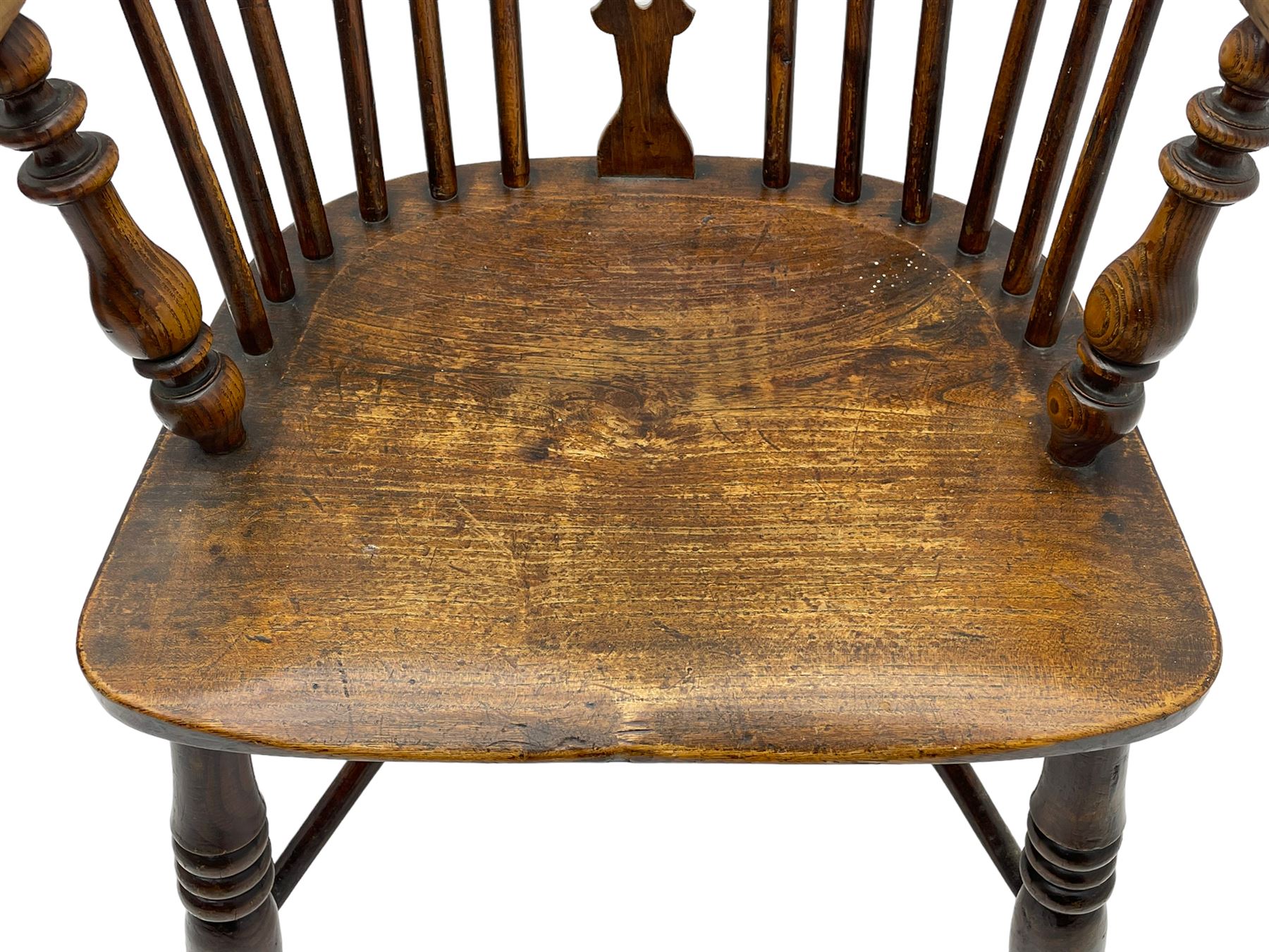19th century elm and ash Windsor armchair - Image 6 of 6