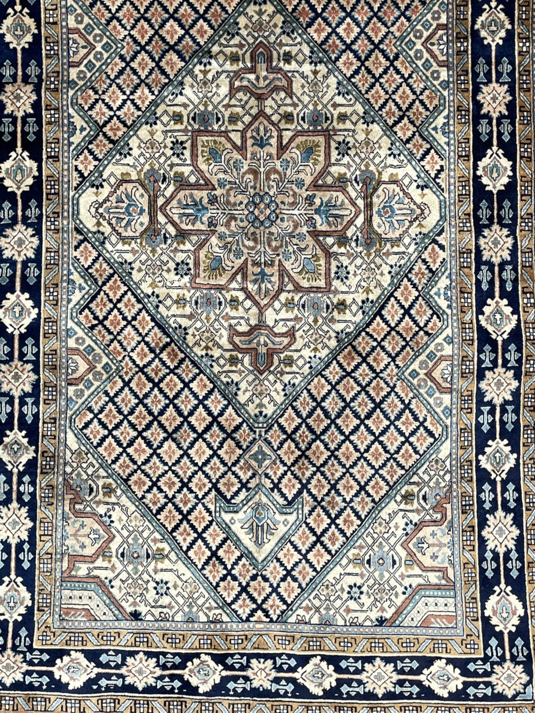 Persian Hamadan blue and sage green ground rug - Image 5 of 11