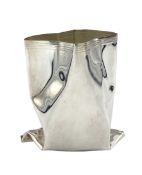 Novelty silver vase by Rebecca Joselyn modelled as a crumpled bag H8cm