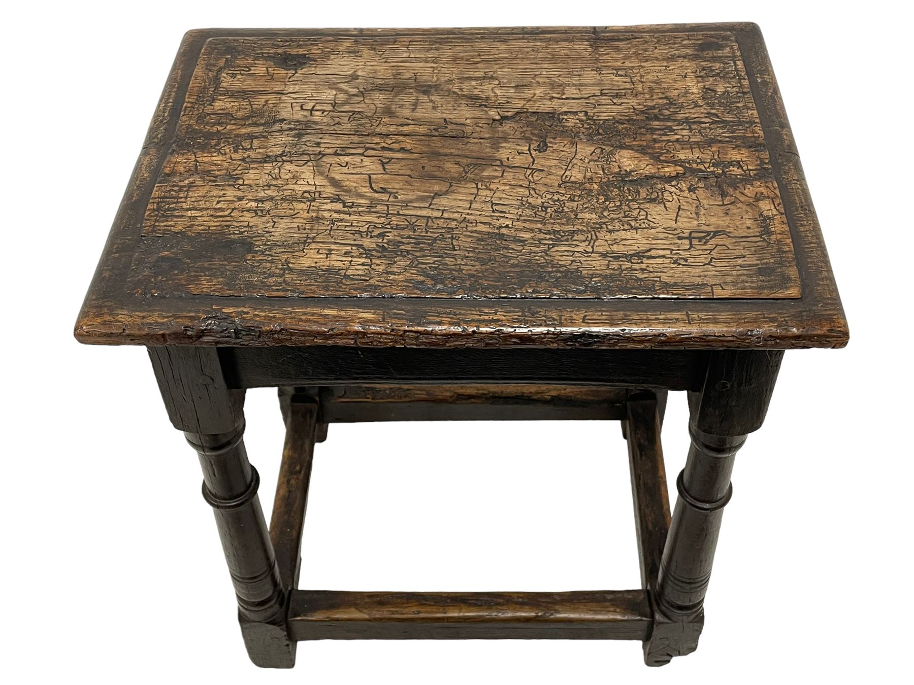 17th century oak joint coffin stool - Image 6 of 8