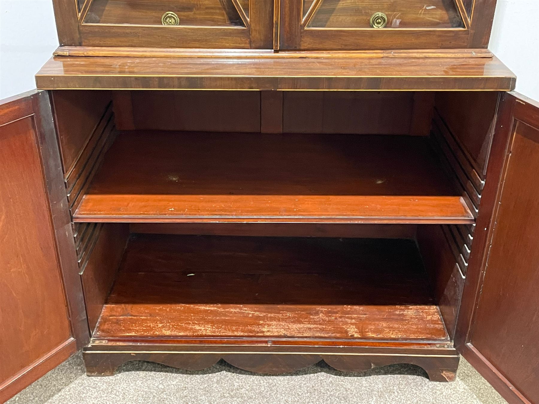 Tall George III mahogany bookcase on cupboard - Image 2 of 5