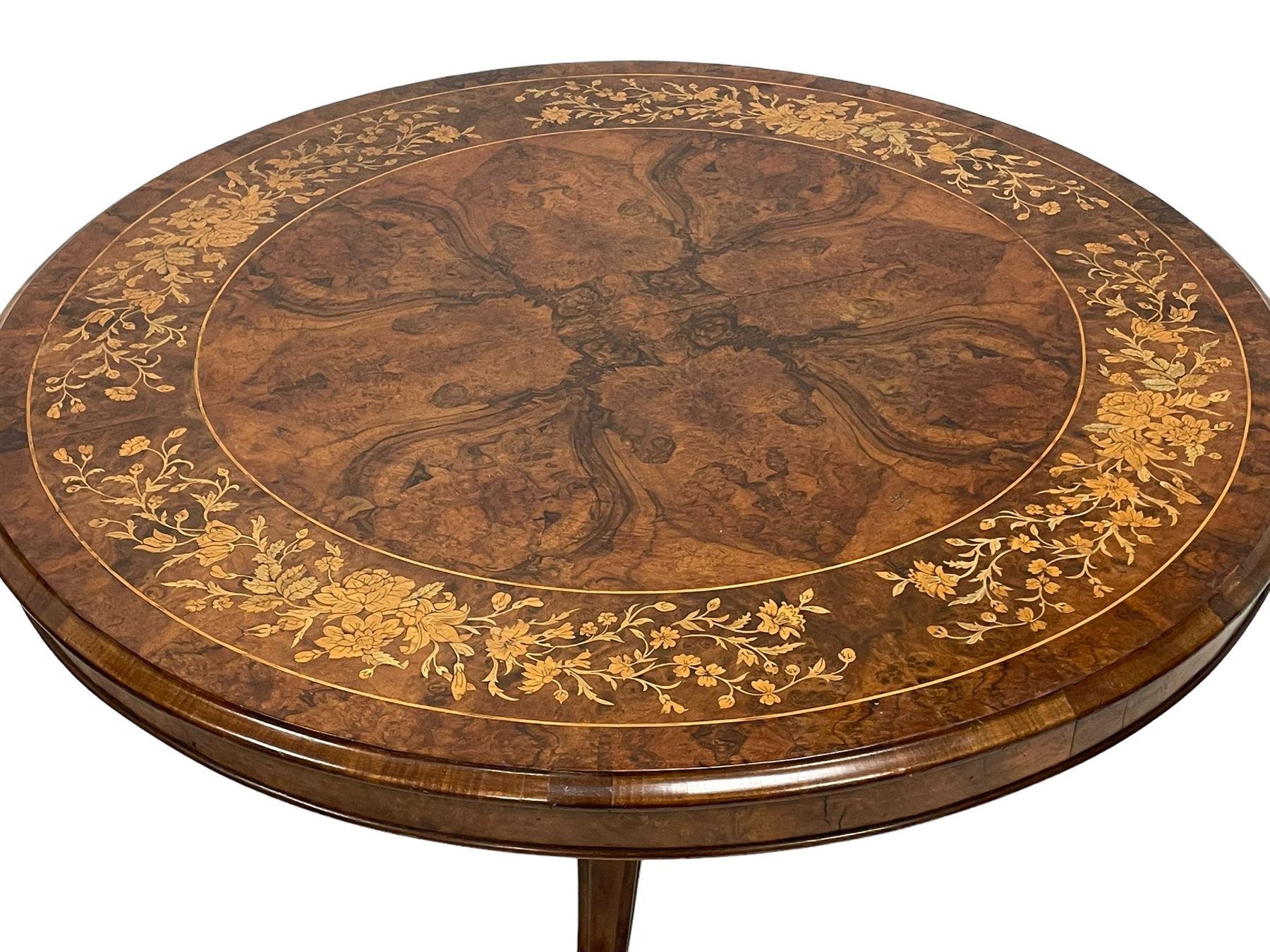 Victorian inlaid walnut breakfast table - Image 3 of 12