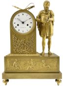 Mallet a Paris - French Empire period gilt bronze figural 8-day mantle clock c1820