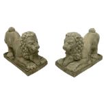 Pair of composite garden ornaments in the form of Dog of Foo