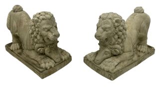 Pair of composite garden ornaments in the form of Dog of Foo