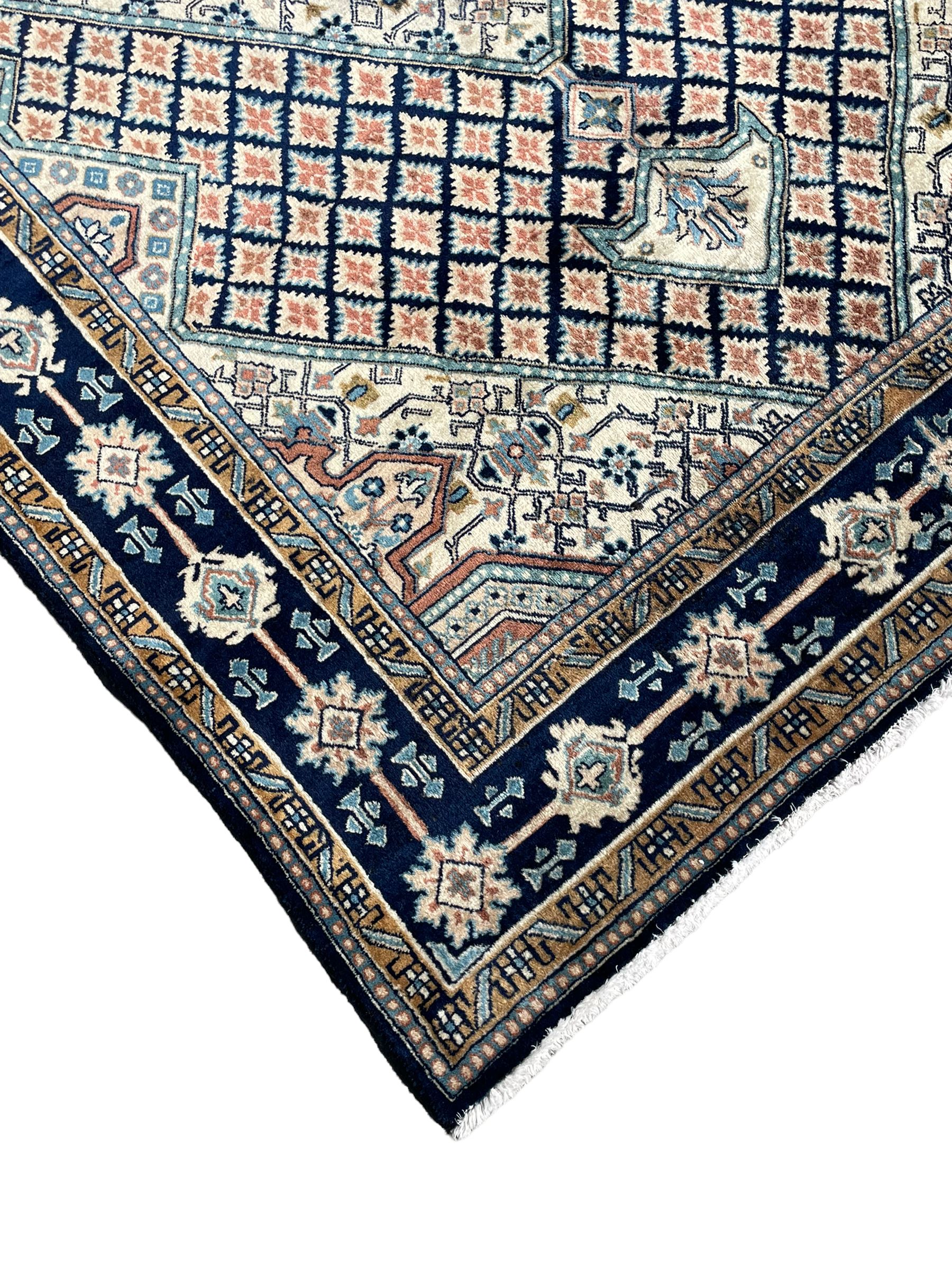 Persian Hamadan blue and sage green ground rug - Image 3 of 11