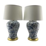 Pair of Chinese blue and white porcelain table lamps