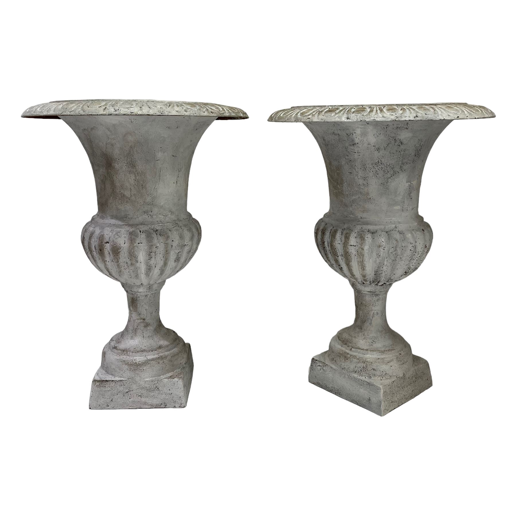Pair of cast iron Campana shaped urns - Image 4 of 6