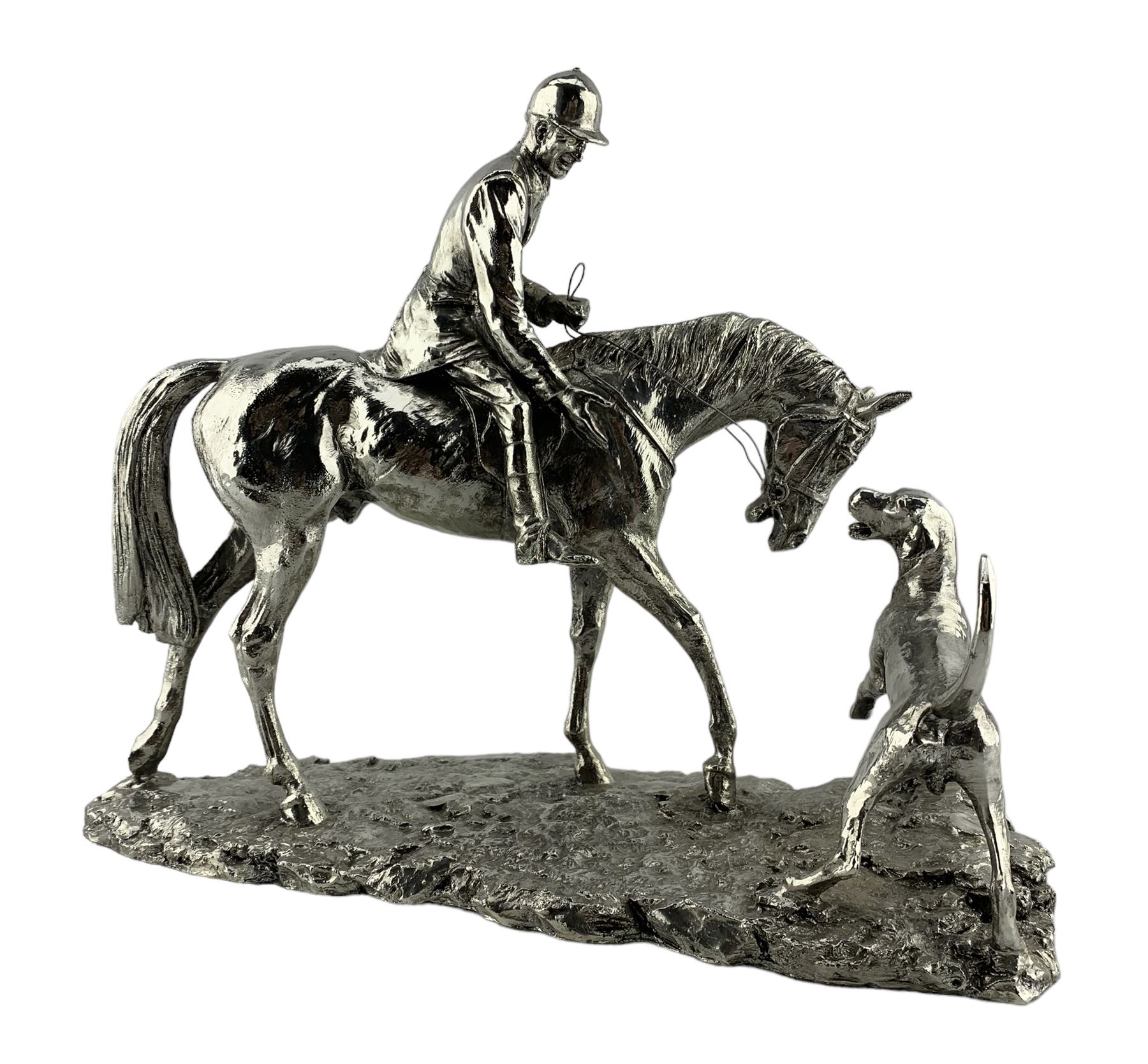 20th century silver-plated model of a Huntsman on Horse and Hound