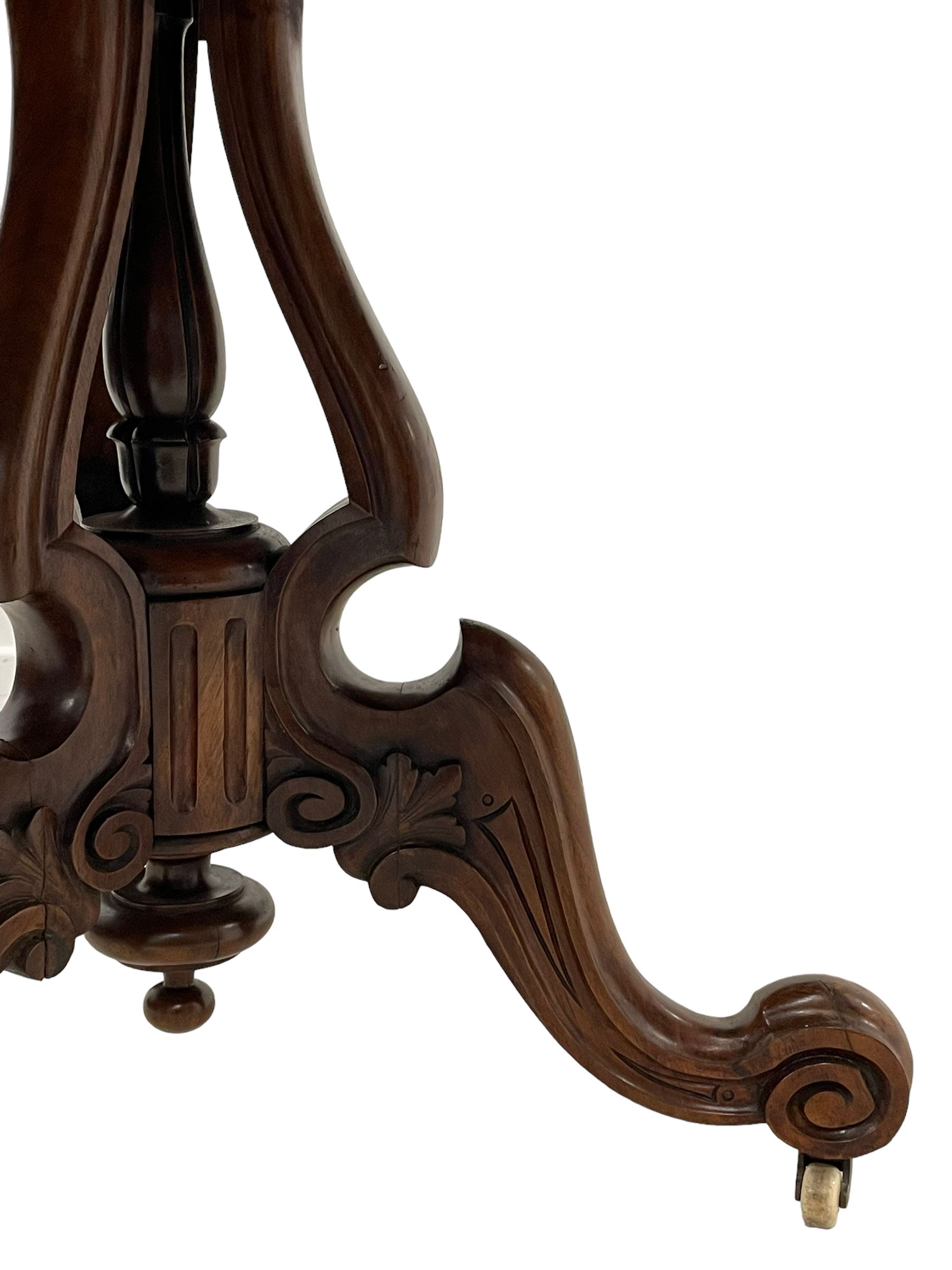 Victorian inlaid walnut breakfast table - Image 5 of 12