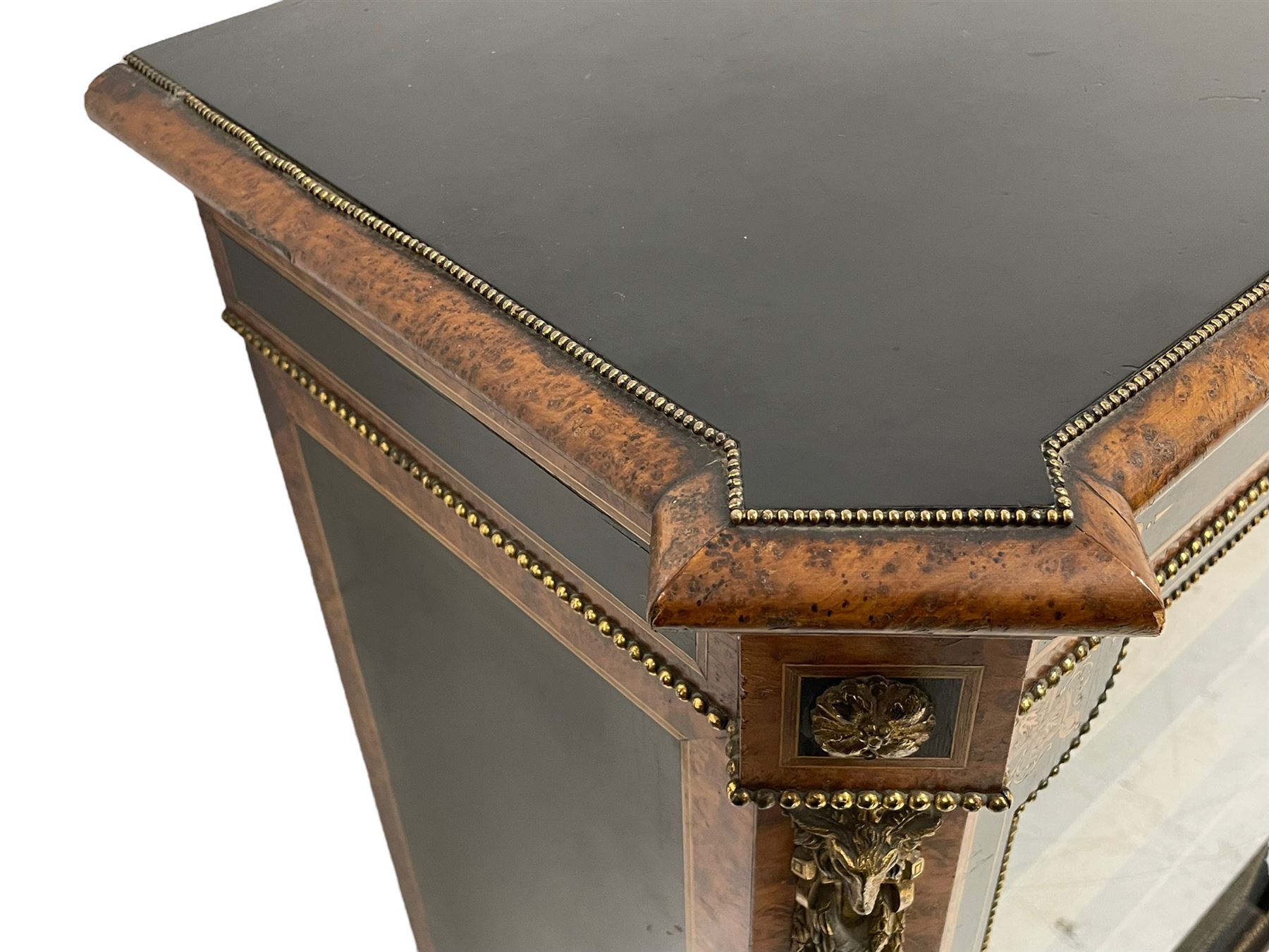 Victorian ebonised and amboyna wood credenza pier cabinet - Image 8 of 26