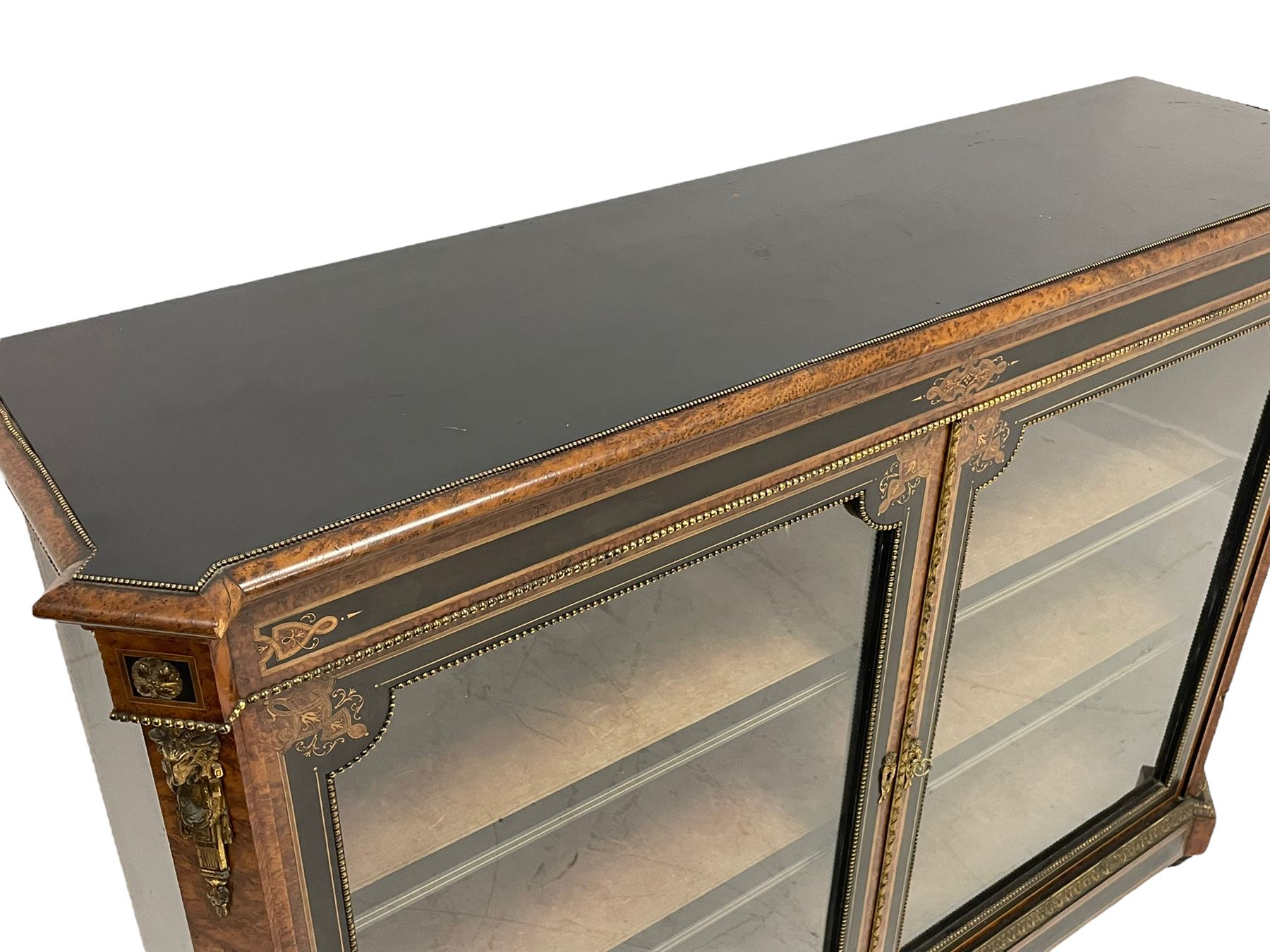 Victorian ebonised and amboyna wood credenza pier cabinet - Image 13 of 26
