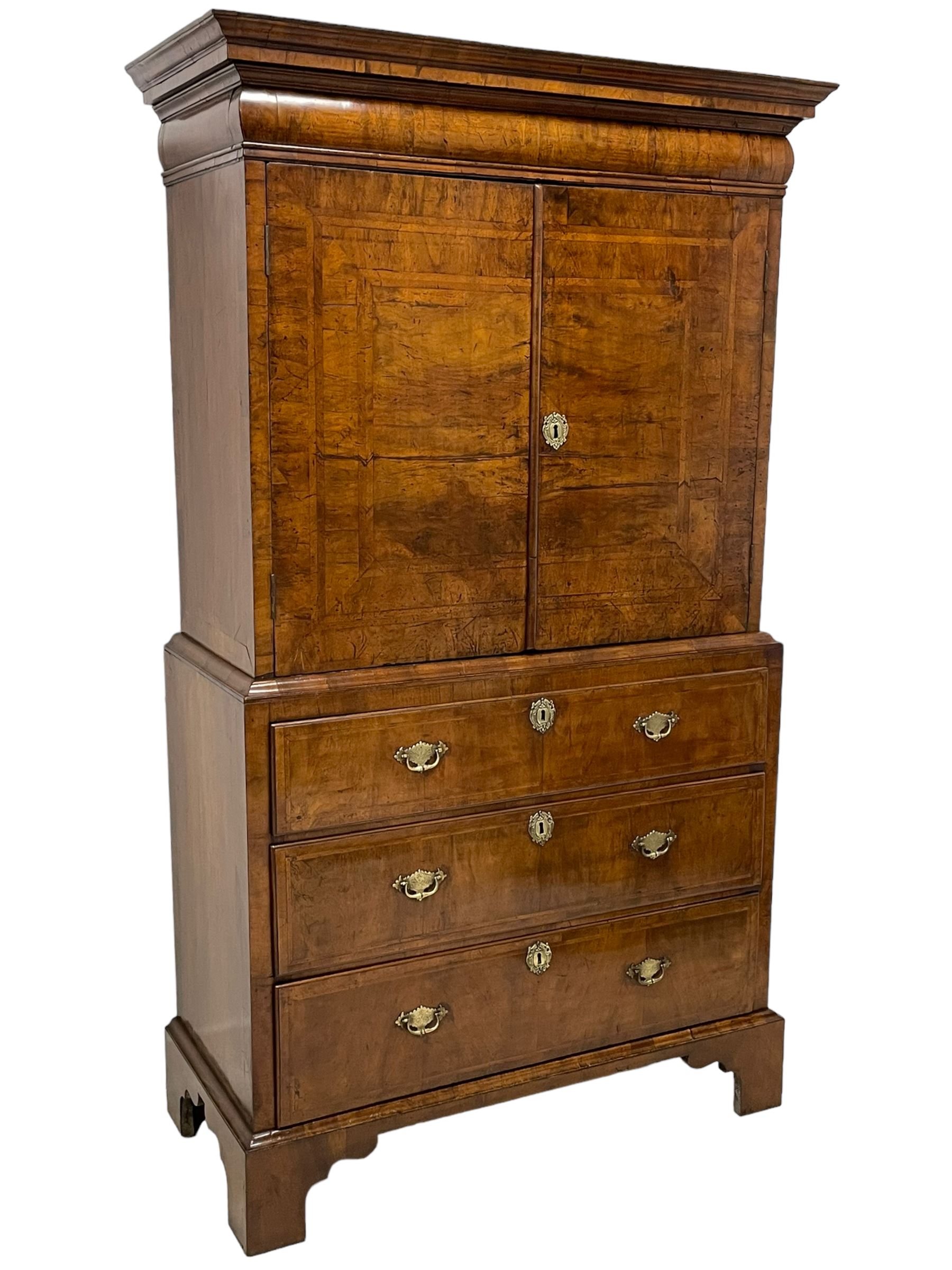 George I walnut cabinet on chest - Image 4 of 13