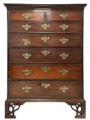 George III mahogany straight-front secretaire chest