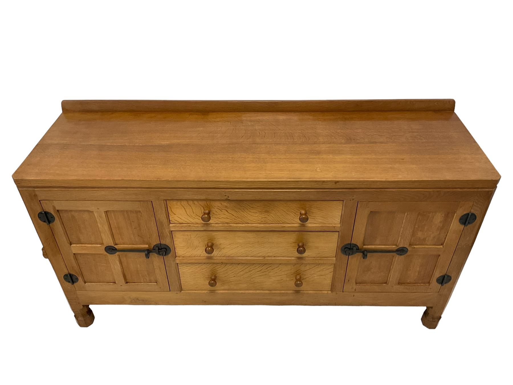 Mouseman - adzed oak sideboard - Image 3 of 7